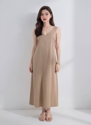Rochie lungă fără mâneci fără mâneci maro ROBE LEGERE BY VERA MONT femeie