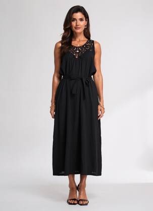 Rochie lungă fără mâneci fără mâneci negru LA FIANCÉE femeie