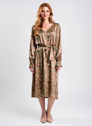 Rochie midi croială fluidă mâneci lungi portocaliu LA FIANCÉE femeie