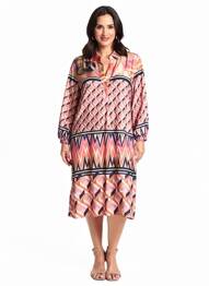 Rochie midi croială fluidă mâneci 3/4 roz BETTY BARCLAY femeie