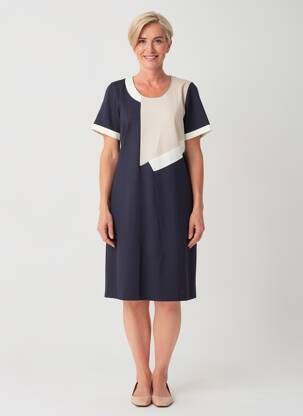 Rochie midi închidere cu fermoar la spate mâneci scurte albastru GREGORY PAT femeie