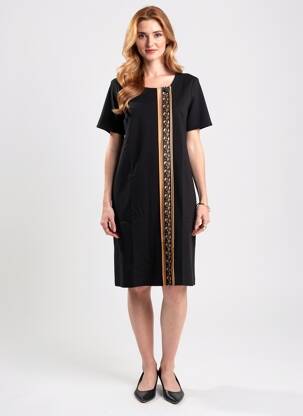 Rochie midi închidere cu fermoar la spate mâneci scurte negru PAUL BRIAL femeie