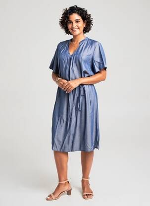 Rochie midi mâneci scurte mâneci scurte albastru GRIFFON femeie