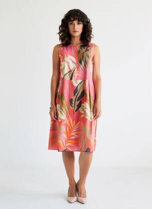 Rochie midi imprimeu fantezie fără mâneci roz BETTY BARCLAY femeie