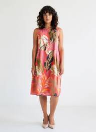 Rochie midi imprimeu fantezie fără mâneci roz BETTY BARCLAY femeie