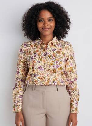 Cămașă imprimeu floral mâneci lungi bej MISE AU GREEN femeie
