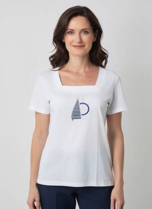 Tricou croială dreaptă mâneci scurte alb I.ODENA femeie