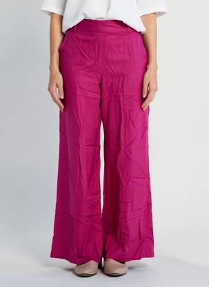 Pantalon larg țesătură poplin mărime normală violet LA FIANCÉE femeie