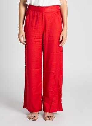 Pantalon larg țesătură poplin mărime normală roșu LA FIANCÉE femeie