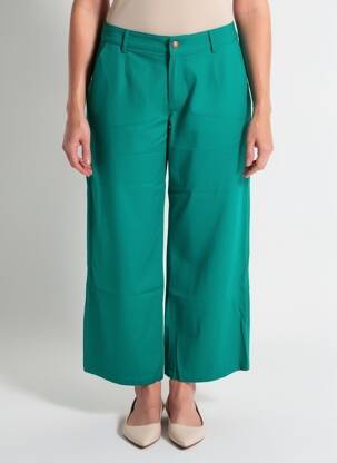 Pantalon trei sferturi croială dreaptă mărime normală verde LA FIANCÉE femeie