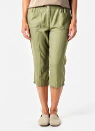 Pantalon trei sferturi croială dreaptă mărime normală verde GRIFFON femeie