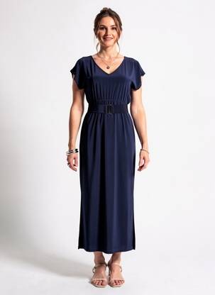 Rochie midi mâneci scurte mâneci scurte albastru ARONA femeie