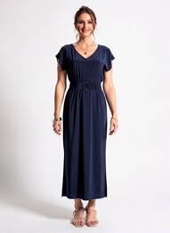 Rochie midi mâneci scurte mâneci scurte albastru ARONA femeie