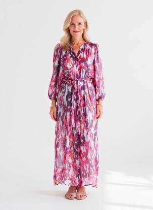 Rochie lungă țesătură crep mâneci 3/4 violet YEST femeie