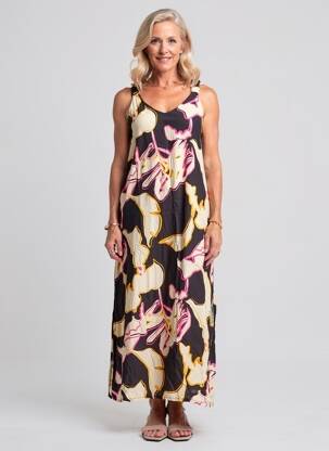 Rochie lungă imprimeu floral bretele subțiri negru SCORZZO femeie