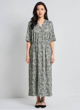 Rochie lungă mâneci scurte mâneci scurte verde YEST femeie