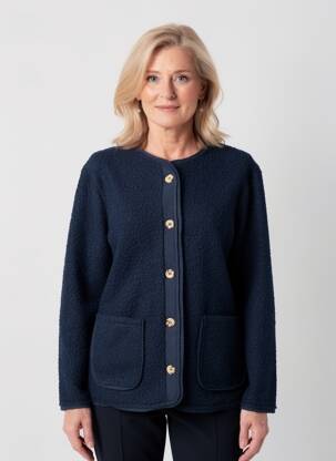 Jachete casual guler rotund albastru JULIE GUERLANDE femeie