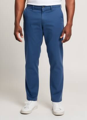 Pantalon chino țesătură poplin mărime normală albastru CAMBRIDGE bărbat
