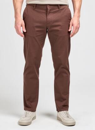 Pantalon chino țesătură poplin mărime normală maro CAMBRIDGE bărbat