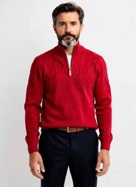 Vestă cu mâneci lungi tricot împletit roșu CAMBRIDGE bărbat