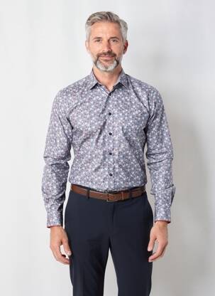 Cămașă cu mâneci lungi imprimeu floral albastru CAMBRIDGE bărbat