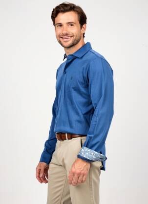 Polo mâneci lungi mâneci lungi albastru CAMBRIDGE bărbat