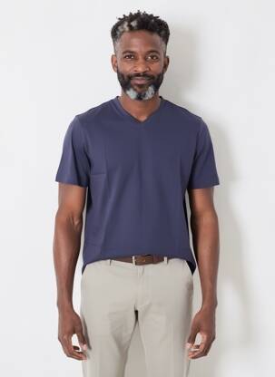 Tricou croială cambrată mâneci scurte albastru CAMBRIDGE bărbat