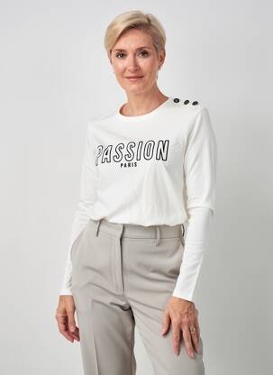 Tricou mâneci lungi mâneci lungi alb JULIE GUERLANDE femeie