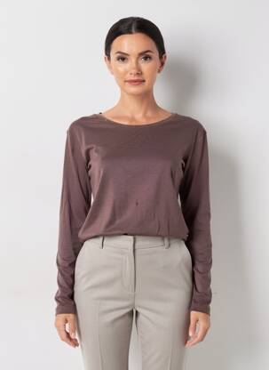 Tricou mâneci lungi mâneci lungi maro C'EST BEAU LA VIE femeie
