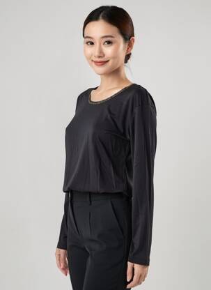 Tricou mâneci lungi mâneci lungi negru C'EST BEAU LA VIE femeie