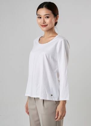 Tricou mâneci lungi mâneci lungi alb C'EST BEAU LA VIE femeie