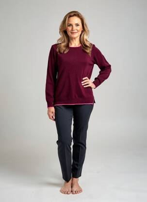 Pulover croială cambrată mâneci lungi violet JULIE GUERLANDE femeie