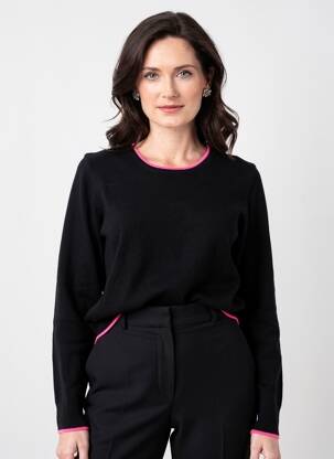 Pulover croială cambrată mâneci lungi negru JULIE GUERLANDE femeie