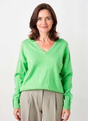 Pulover croială cambrată mâneci lungi verde JULIE GUERLANDE femeie