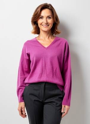 Pulover croială cambrată mâneci lungi violet JULIE GUERLANDE femeie