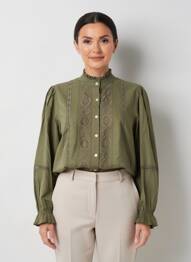 Cămașă croială dreaptă mâneci lungi verde C'EST BEAU LA VIE femeie