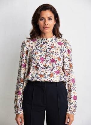 Cămașă imprimeu floral mâneci lungi bej C'EST BEAU LA VIE femeie