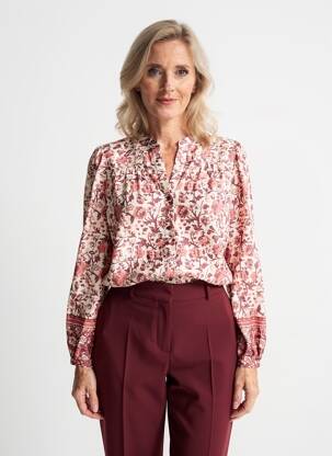 Cămașă imprimeu floral mâneci lungi roz JULIE GUERLANDE femeie