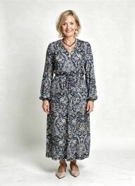 Rochie lungă mâneci lungi mâneci lungi negru JULIE GUERLANDE femeie