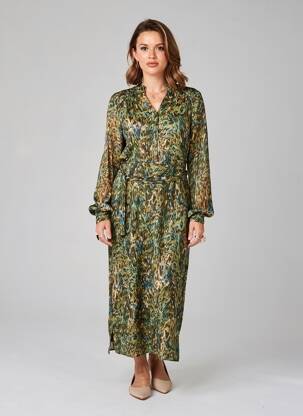 Rochie lungă mâneci lungi mâneci lungi verde JULIE GUERLANDE femeie