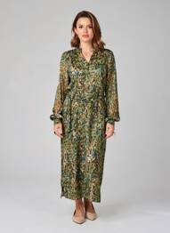 Rochie lungă mâneci lungi mâneci lungi verde JULIE GUERLANDE femeie