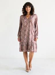 Rochie midi imprimeu floral mâneci lungi roșu C'EST BEAU LA VIE femeie