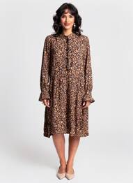 Rochie midi imprimeu floral mâneci lungi galben C'EST BEAU LA VIE femeie