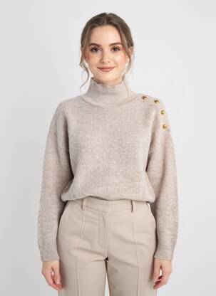 Pulover elasticitate mâneci lungi maro C'EST BEAU LA VIE femeie