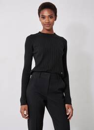 Pulover croială cambrată mâneci lungi negru C'EST BEAU LA VIE femeie