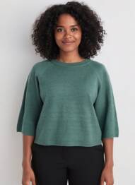 Pulover elasticitate mâneci 3/4 verde C'EST BEAU LA VIE femeie