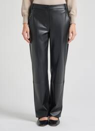 Pantalon drept închidere cu fermoar sub clapetă cu nasturi mărime normală negru JULIE GUERLANDE femeie
