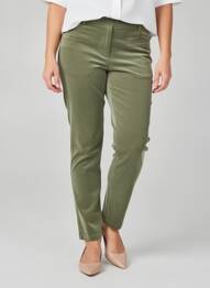 Pantalon slim talie elastică mărime normală verde JULIE GUERLANDE femeie