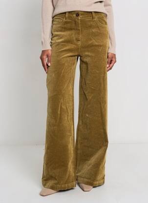 Pantalon larg închidere cu fermoar sub clapetă cu nasturi mărime normală verde C'EST BEAU LA VIE femeie