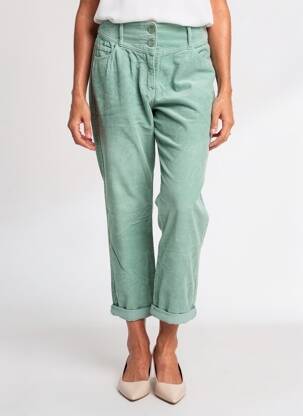 Pantalon 7/8 închidere cu fermoar sub clapetă cu nasturi mărime normală verde C'EST BEAU LA VIE femeie